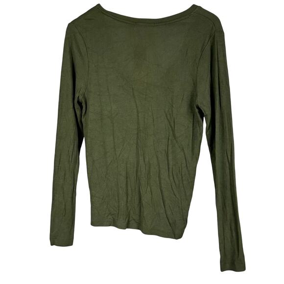 Marine Layer Lexi Rib Henley Burnt Olive Long Sleeve Women's Size X-Large NWT - Picture 2 of 10